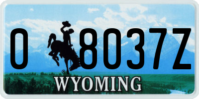 WY license plate 08037Z