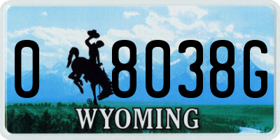 WY license plate 08038G