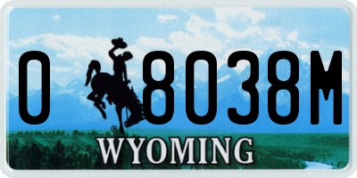 WY license plate 08038M
