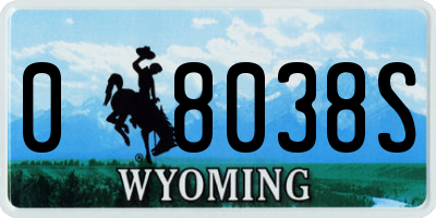 WY license plate 08038S