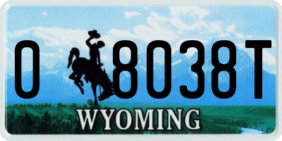 WY license plate 08038T