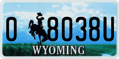 WY license plate 08038U