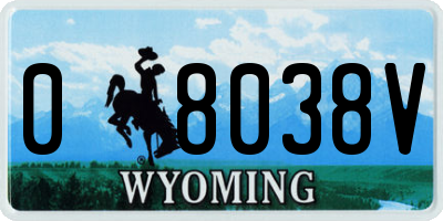 WY license plate 08038V