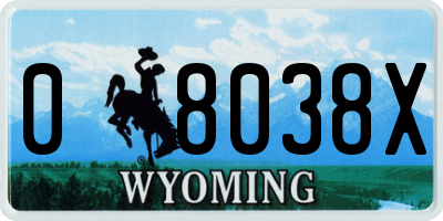 WY license plate 08038X