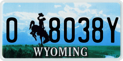 WY license plate 08038Y