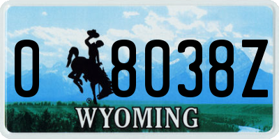 WY license plate 08038Z