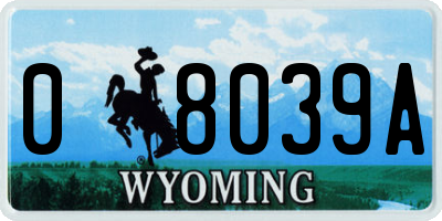 WY license plate 08039A