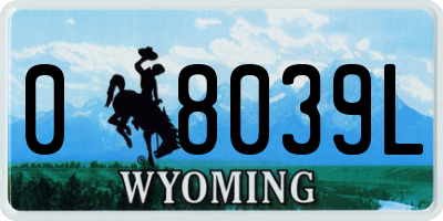 WY license plate 08039L