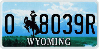 WY license plate 08039R