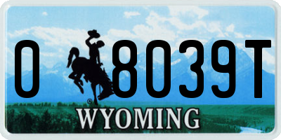 WY license plate 08039T