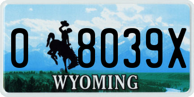 WY license plate 08039X