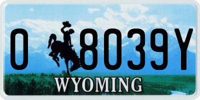 WY license plate 08039Y