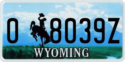 WY license plate 08039Z