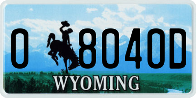 WY license plate 08040D