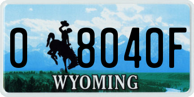 WY license plate 08040F