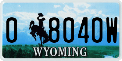 WY license plate 08040W