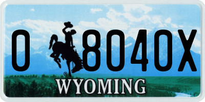 WY license plate 08040X