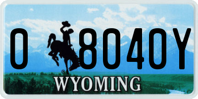 WY license plate 08040Y