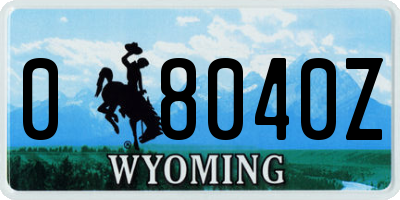 WY license plate 08040Z