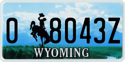 WY license plate 08043Z