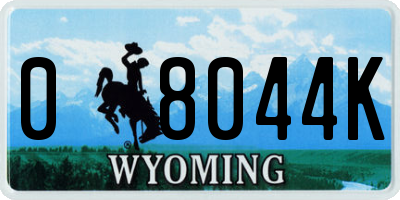 WY license plate 08044K