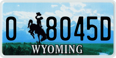 WY license plate 08045D