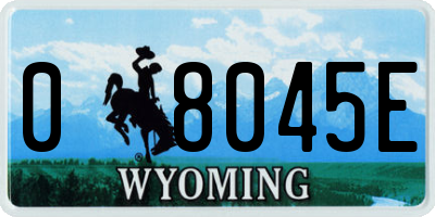 WY license plate 08045E