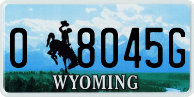 WY license plate 08045G