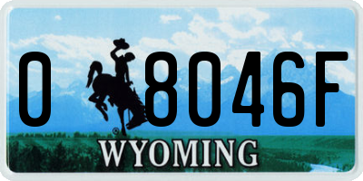 WY license plate 08046F