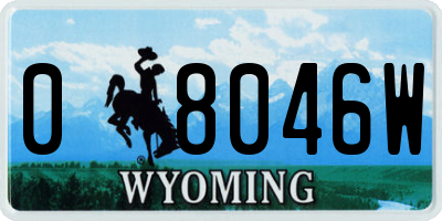 WY license plate 08046W