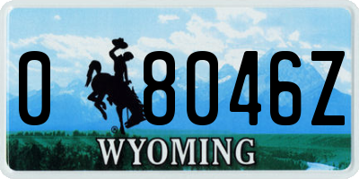 WY license plate 08046Z