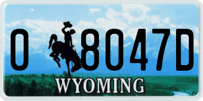 WY license plate 08047D