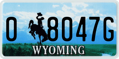 WY license plate 08047G