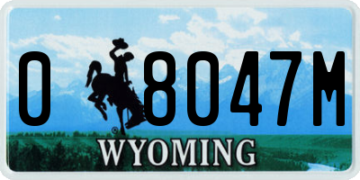 WY license plate 08047M