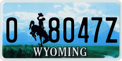 WY license plate 08047Z
