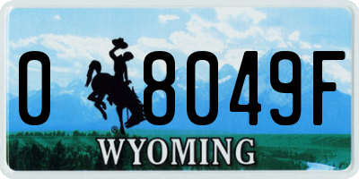 WY license plate 08049F
