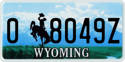 WY license plate 08049Z