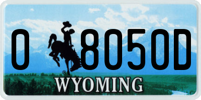 WY license plate 08050D