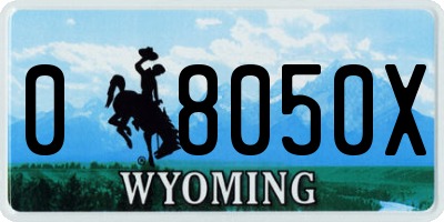WY license plate 08050X