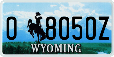 WY license plate 08050Z