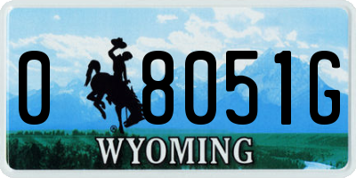 WY license plate 08051G