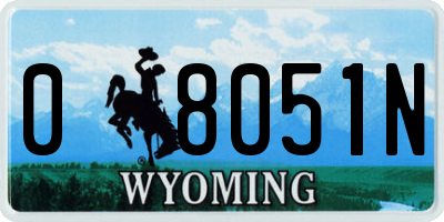 WY license plate 08051N
