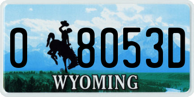 WY license plate 08053D