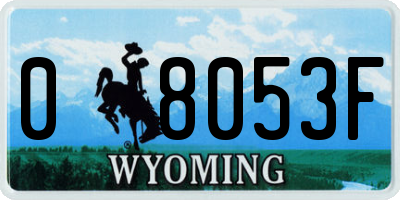 WY license plate 08053F