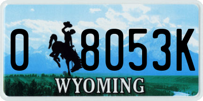 WY license plate 08053K