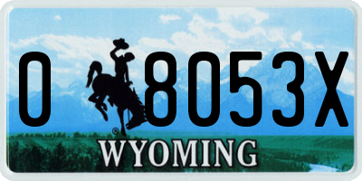 WY license plate 08053X
