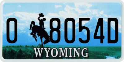 WY license plate 08054D