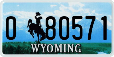 WY license plate 080571