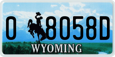 WY license plate 08058D