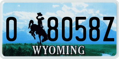 WY license plate 08058Z